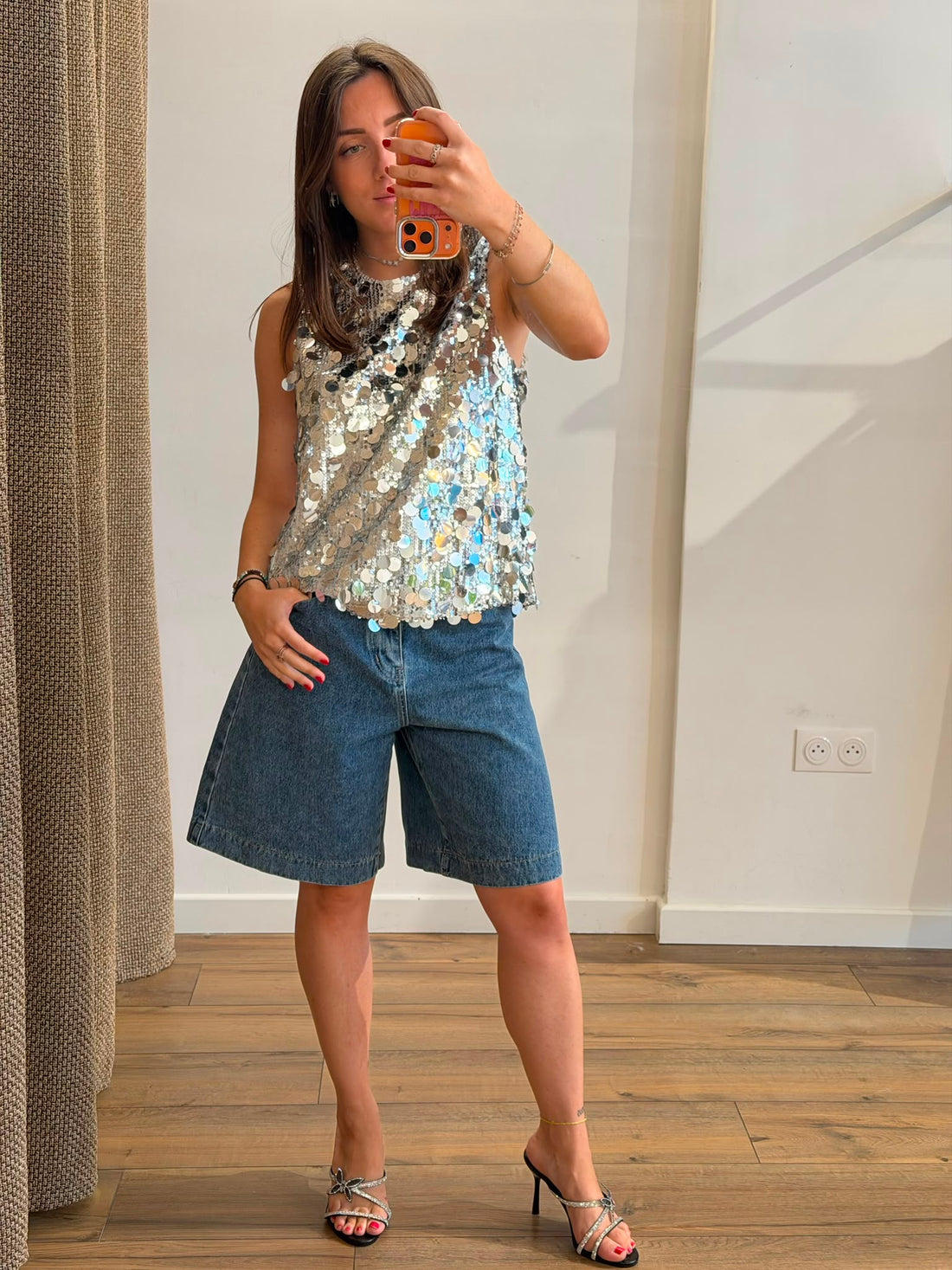Top sequins argent Louis