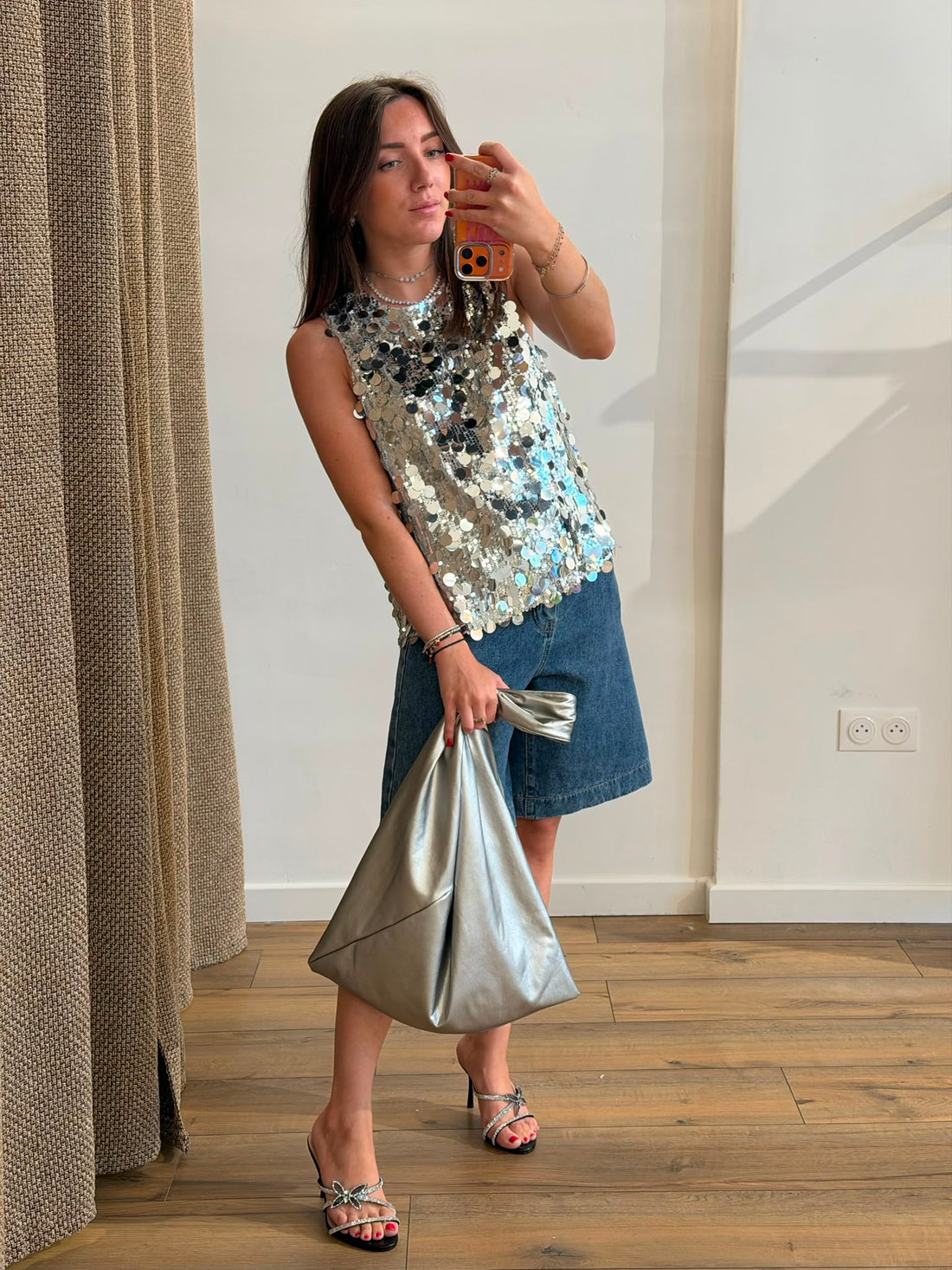 Top sequins argent Louis