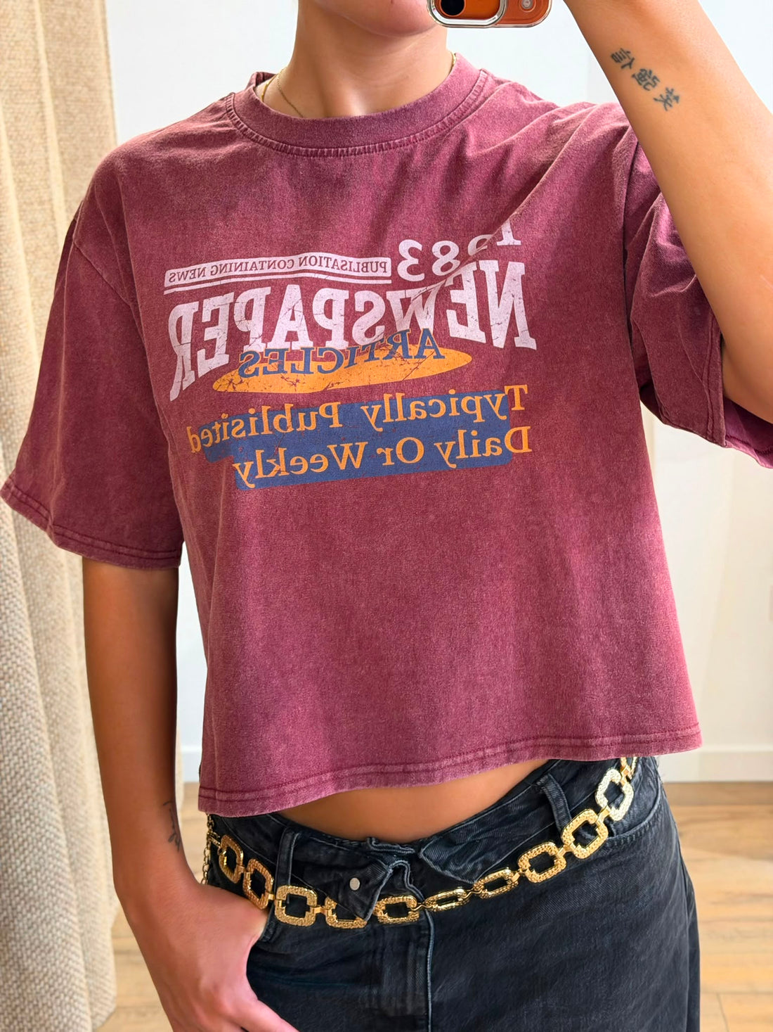 T-shirt Newspaper bordeaux