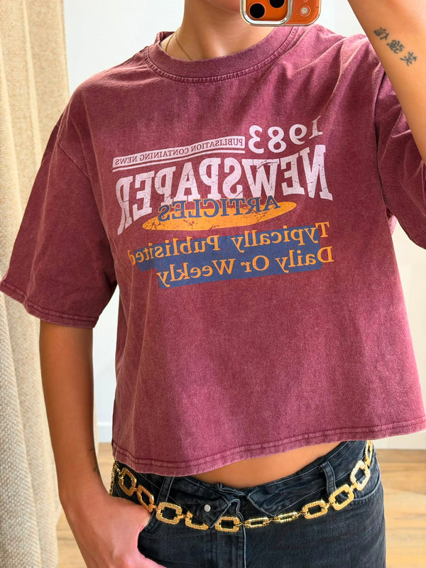 T-shirt Newspaper bordeaux