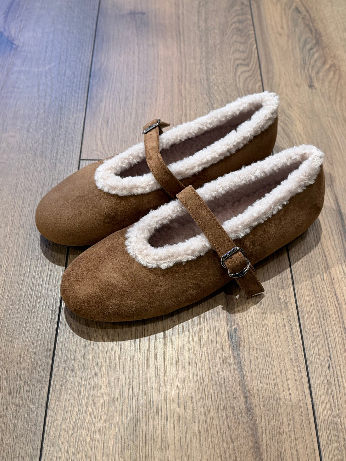 Ballerines daim camel mouton