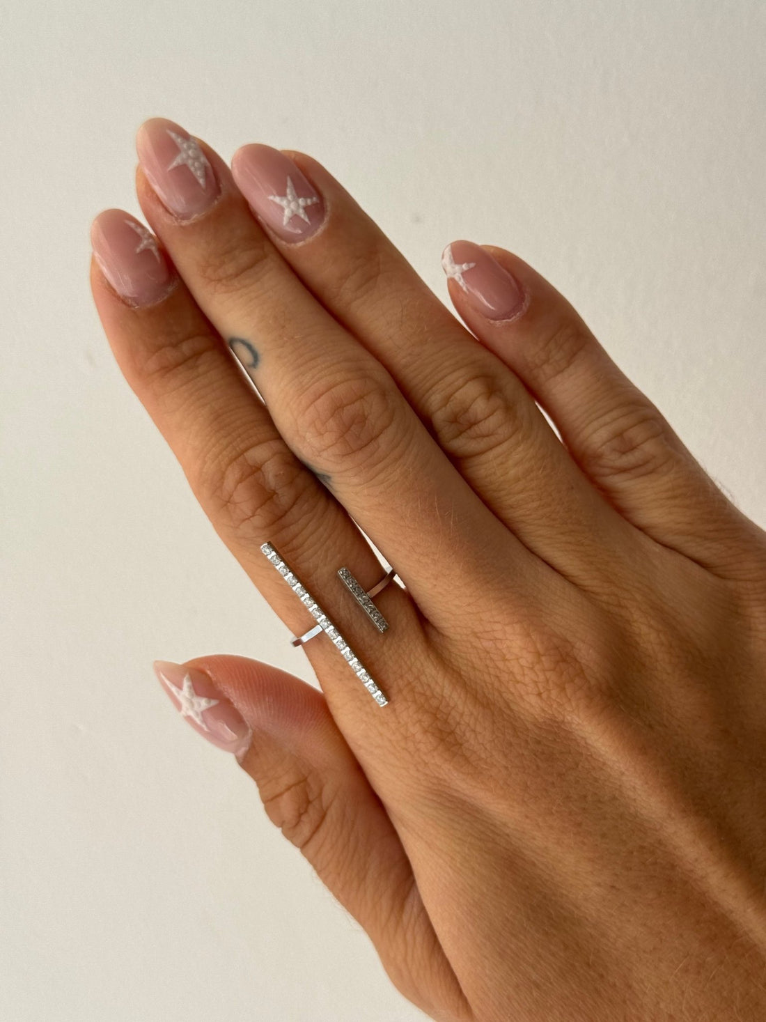 Bague argentée double barre - Léone