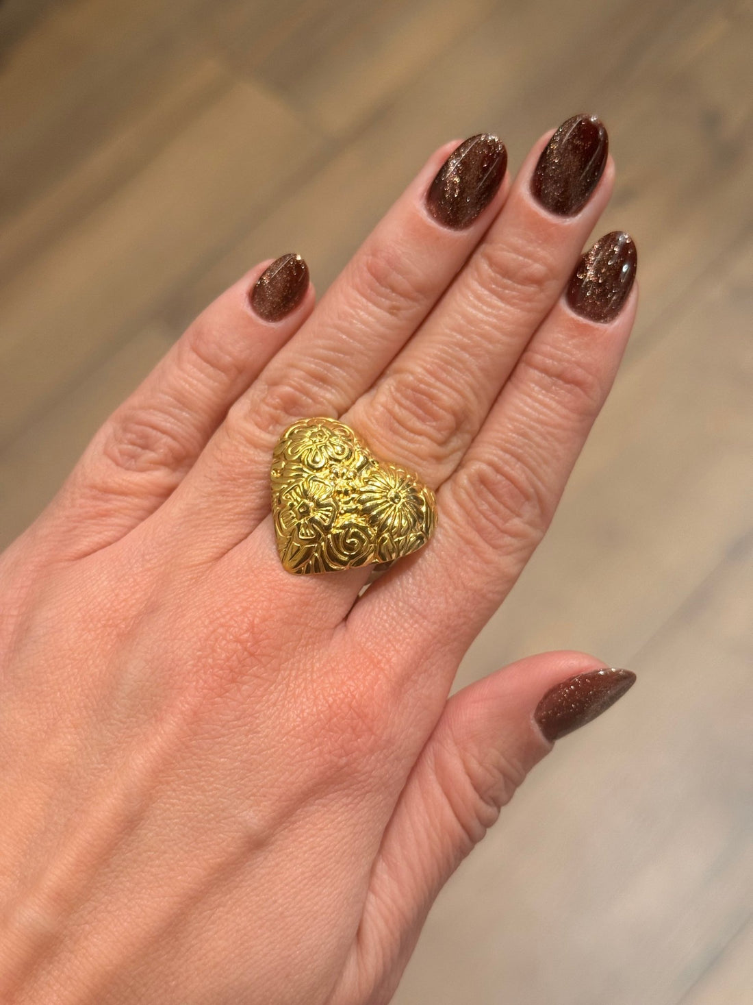 BAGUE DORÉE COEUR l14 - 292 - Léone