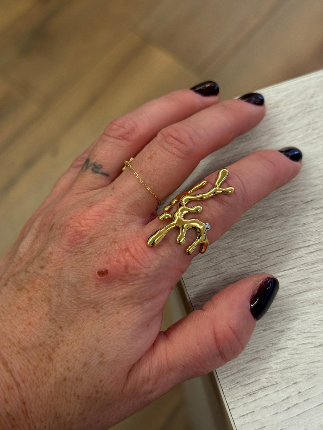 Bague dorée corail - Léone