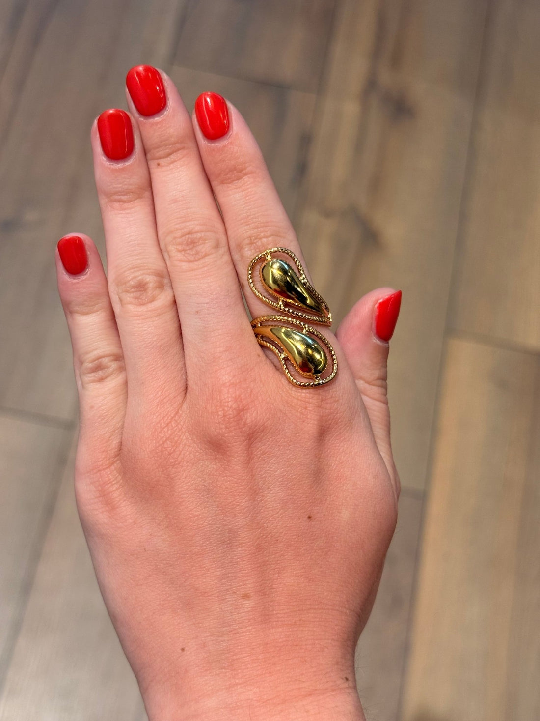 Bague dorée deux gouttes - Léone