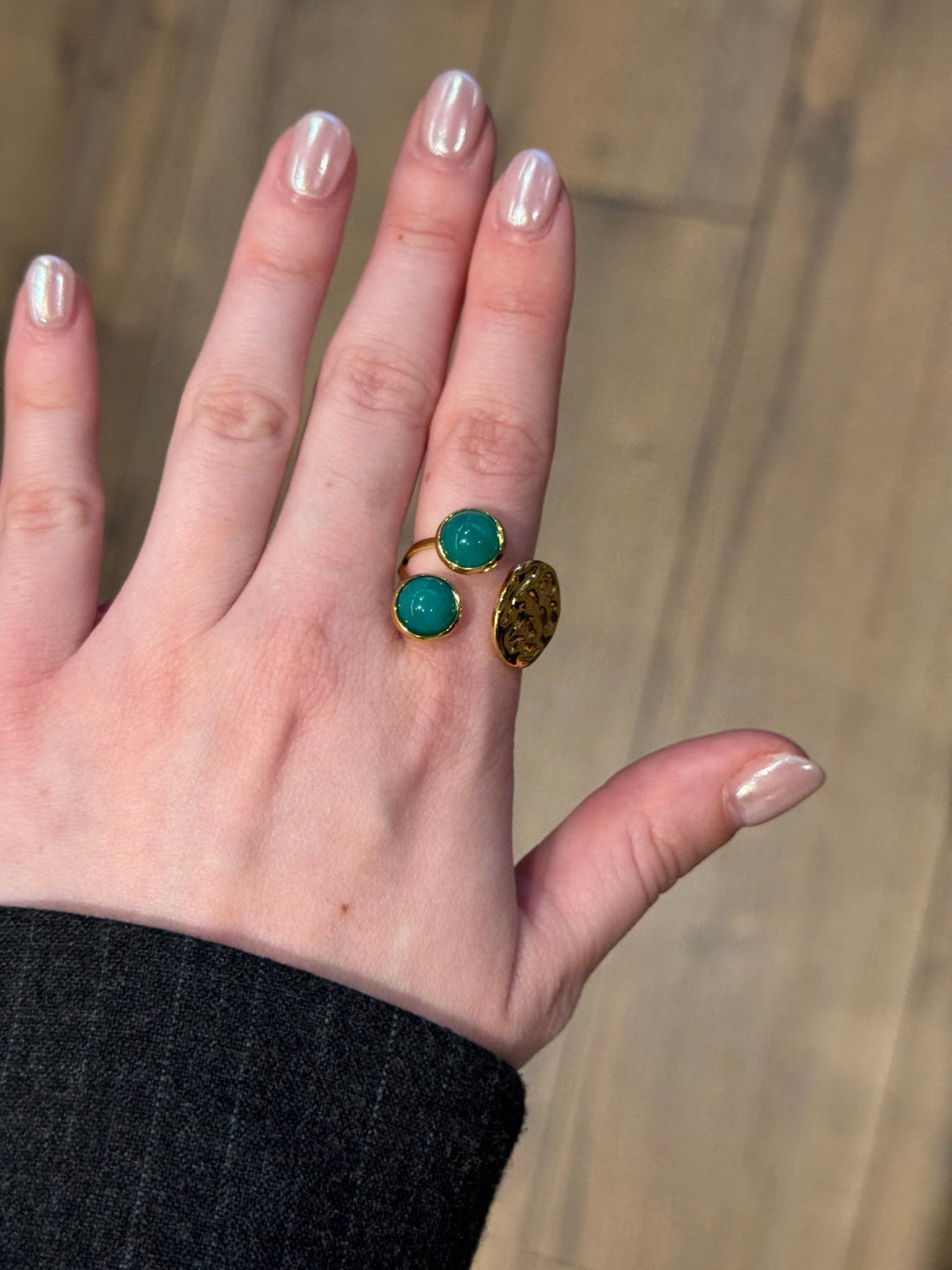 Bague dorée duo bleu - Léone