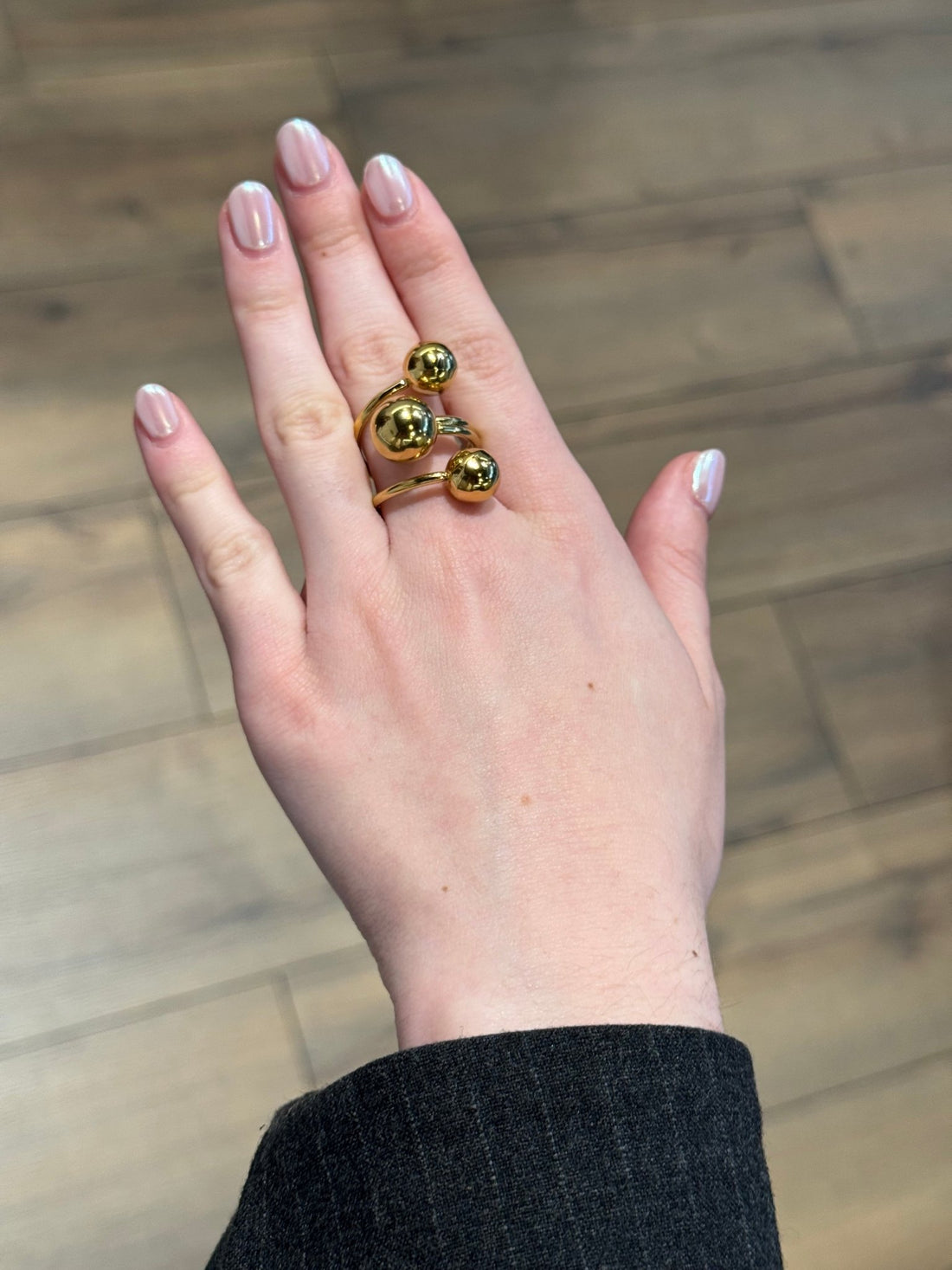 Bague dorée multi boules - Léone