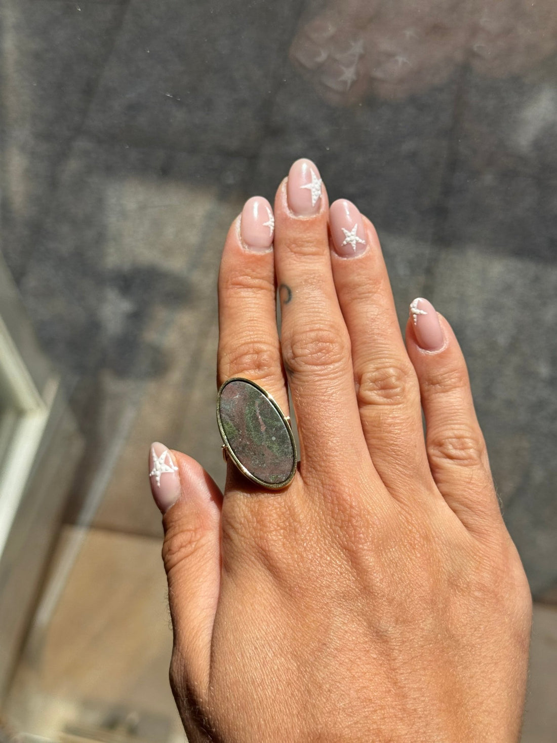 Bague dorée ovale marbrée - Léone