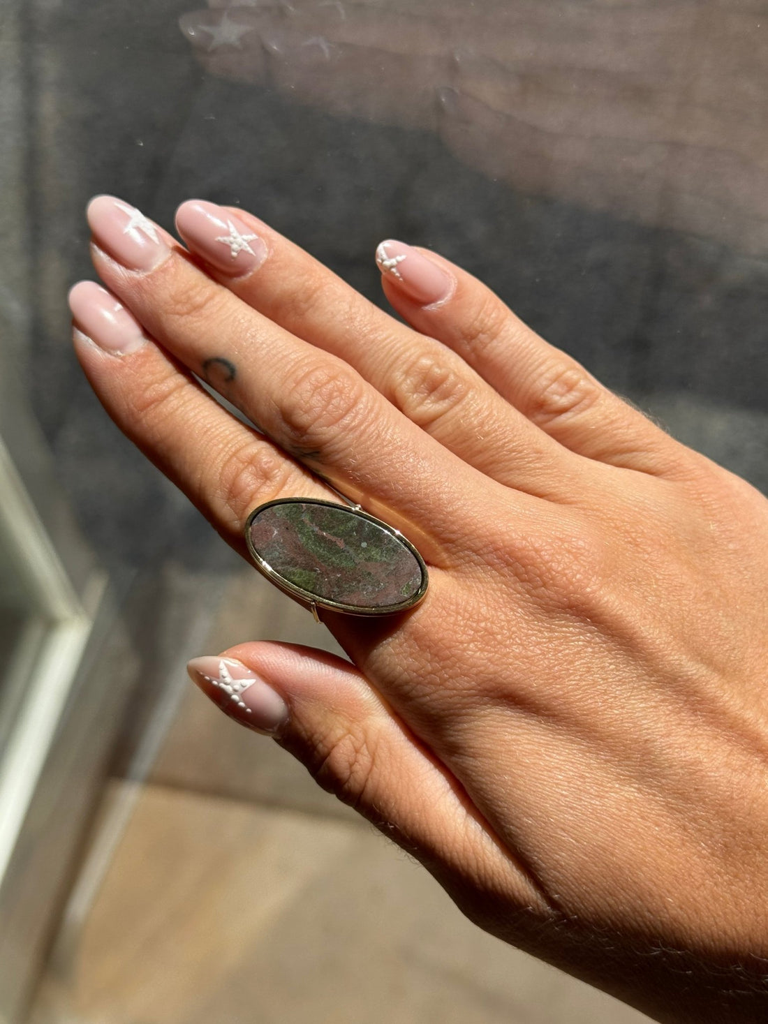 Bague dorée ovale marbrée - Léone