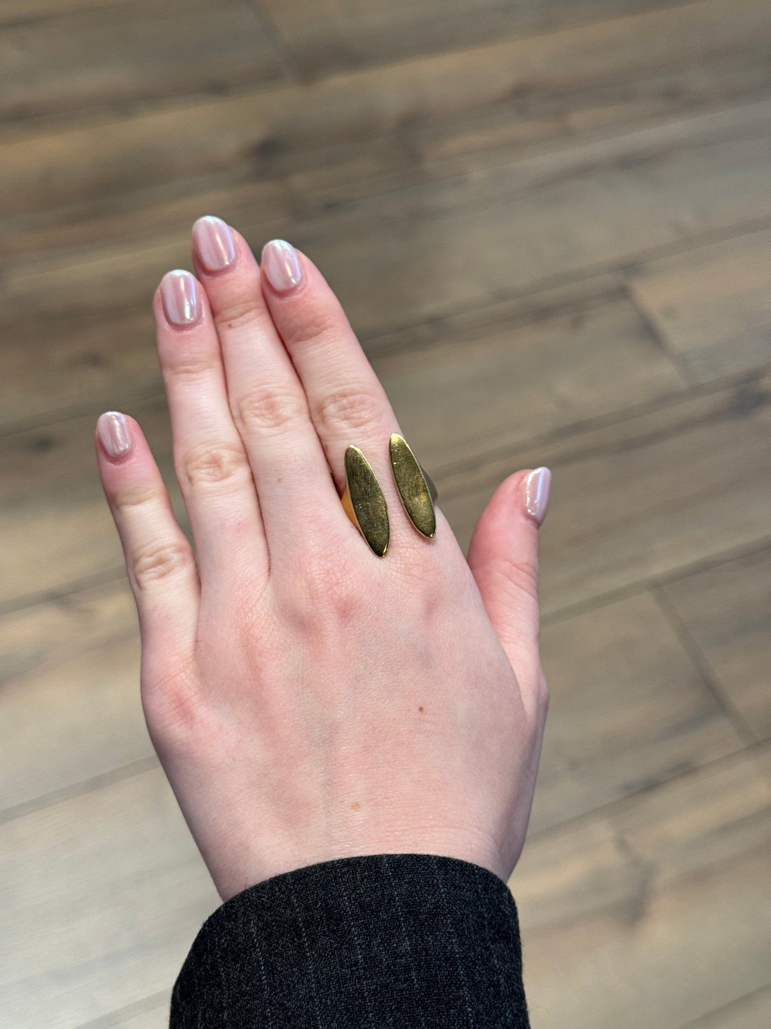 Bague dorée plaques ovales - Léone