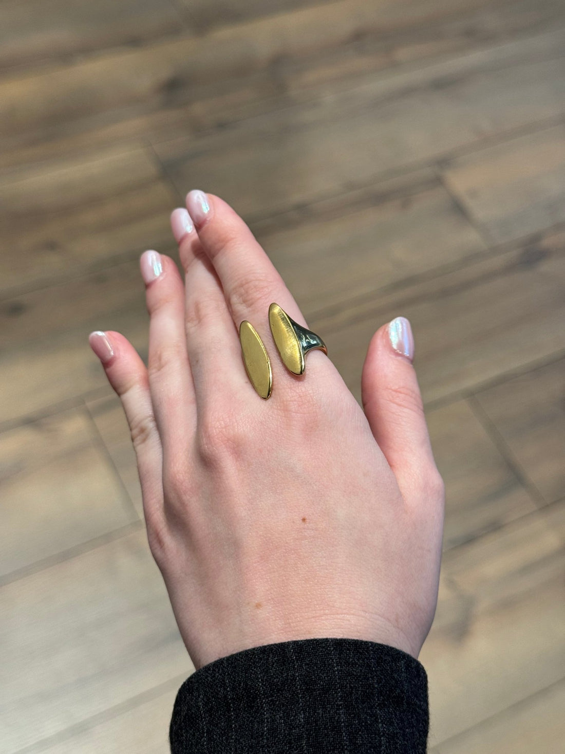 Bague dorée plaques ovales - Léone