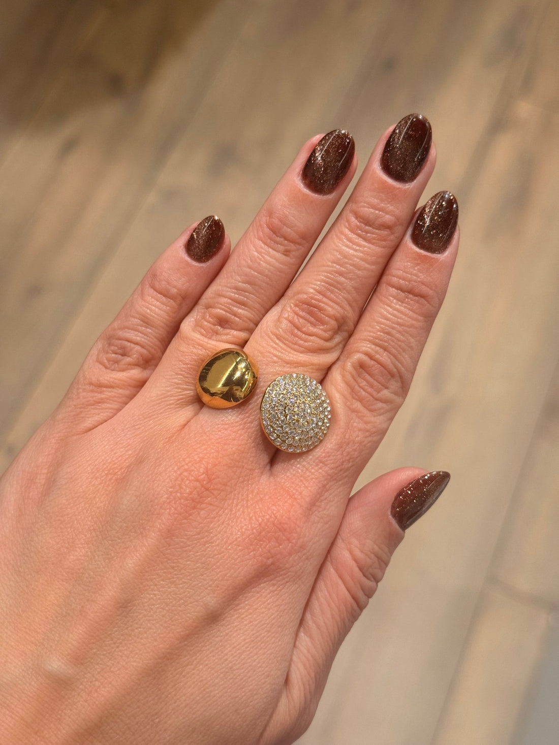 BAGUE DORÉE STRASS - Léone