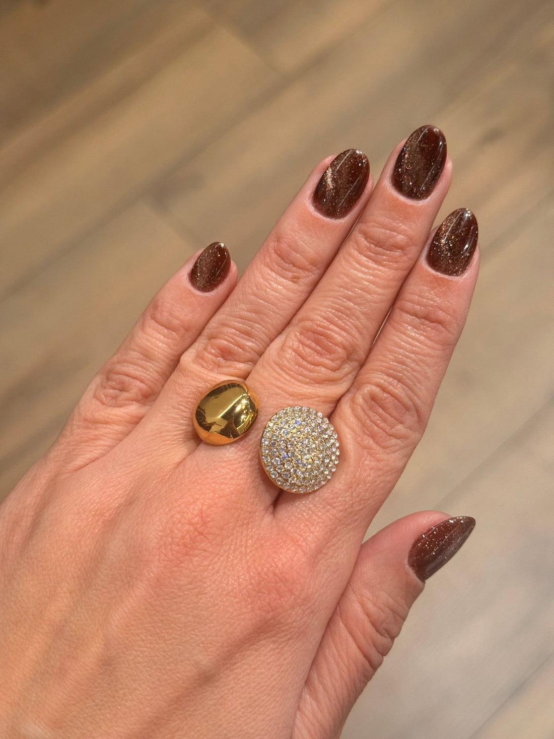 BAGUE DORÉE STRASS - Léone