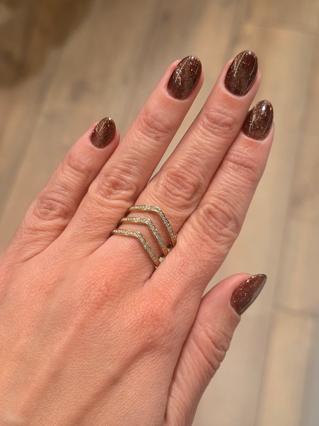 BAGUE DORÉE STRASS TROIS RANGS - Léone