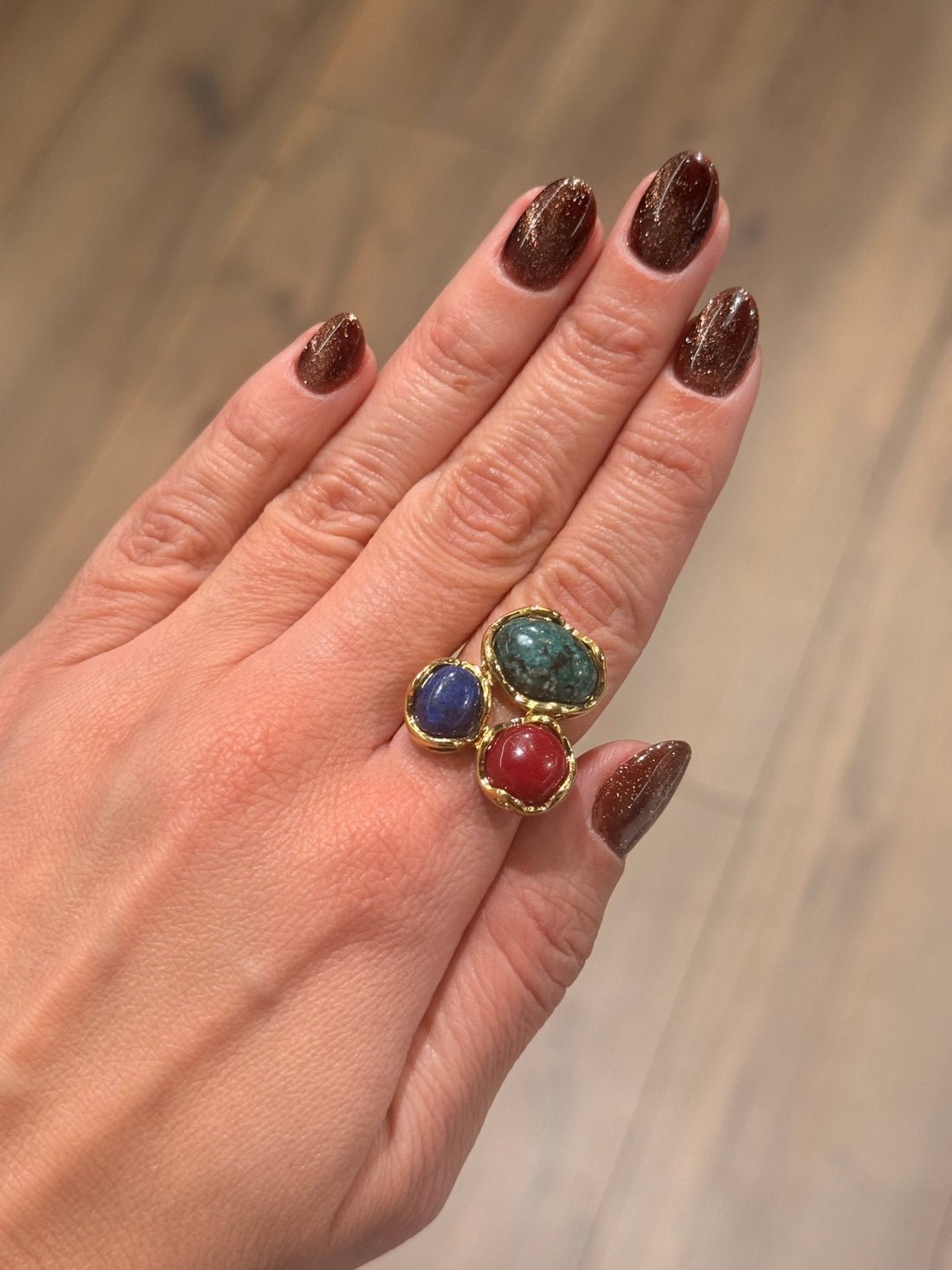 BAGUE PIERRES TRICOLORES - Léone