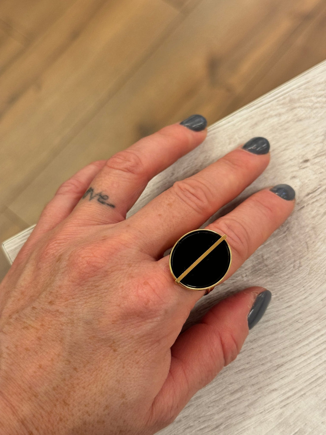 Bague rond noir - Léone