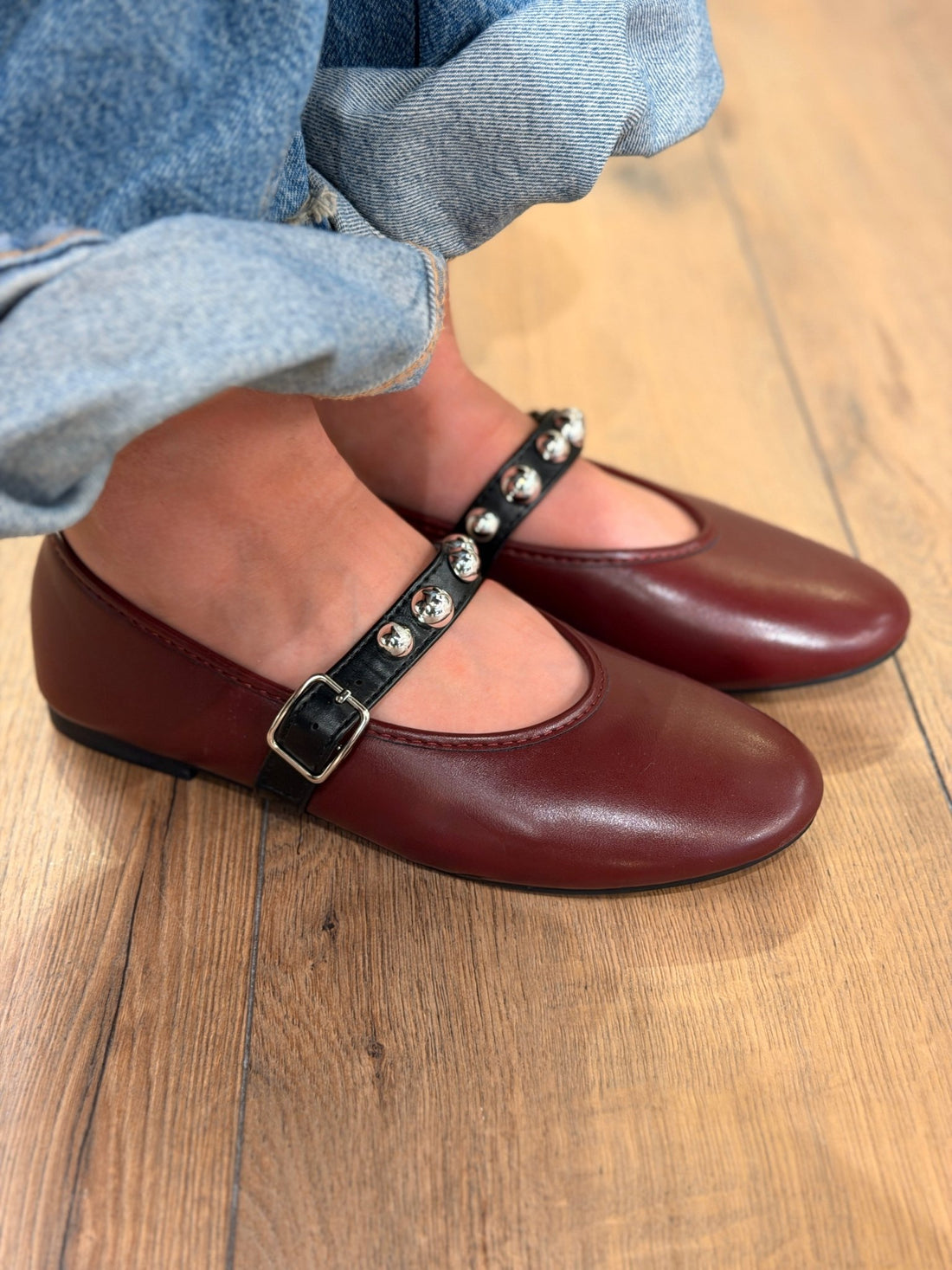 Ballerines bordeaux a clous - Léone