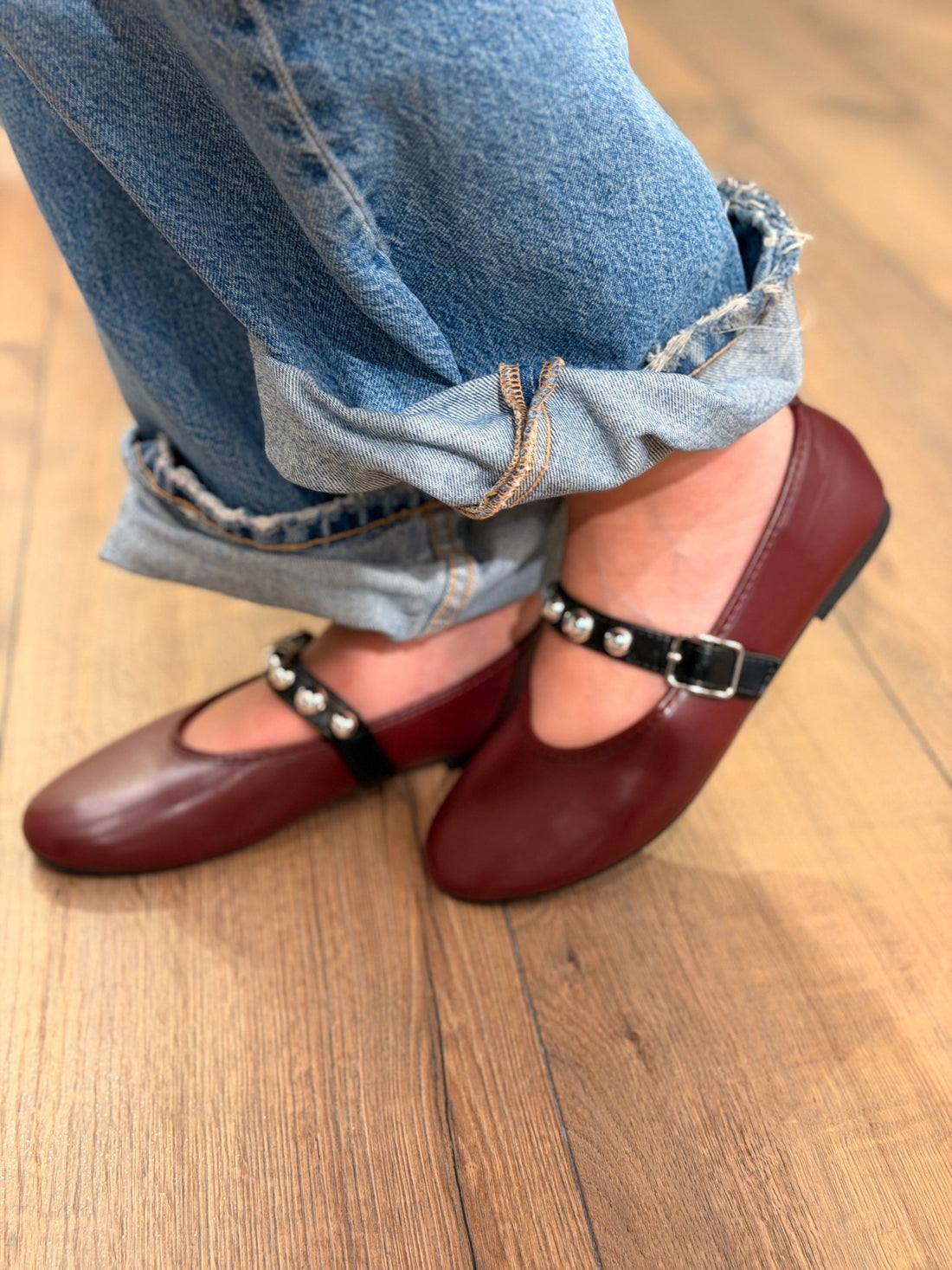 Ballerines bordeaux a clous - Léone