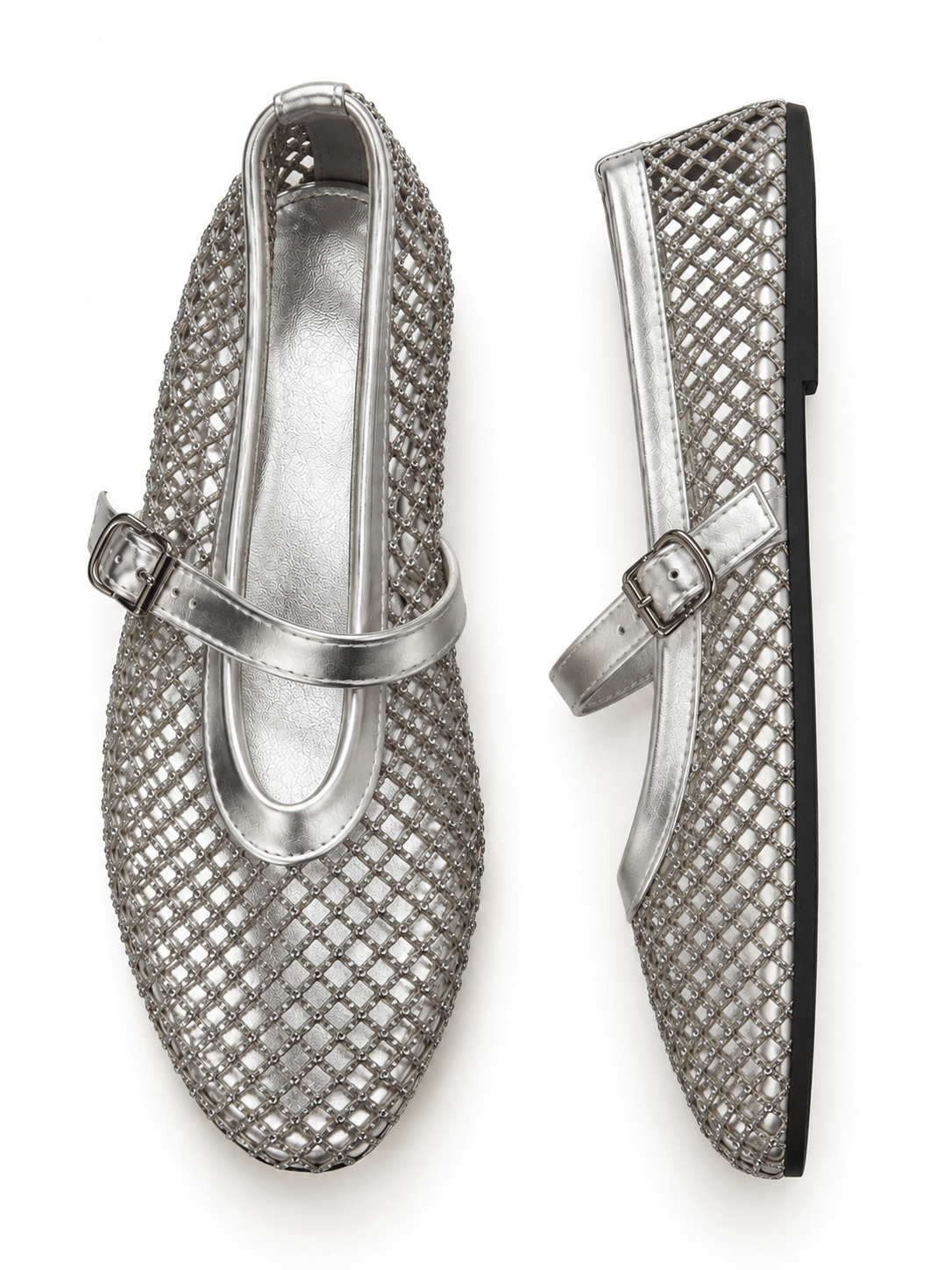Ballerines résille fine argent - Léone