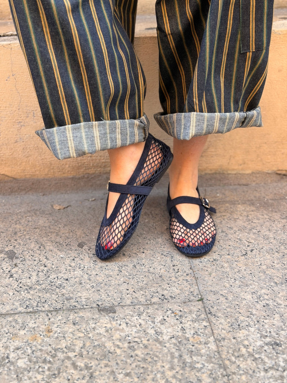 Ballerines résille navy - Léone