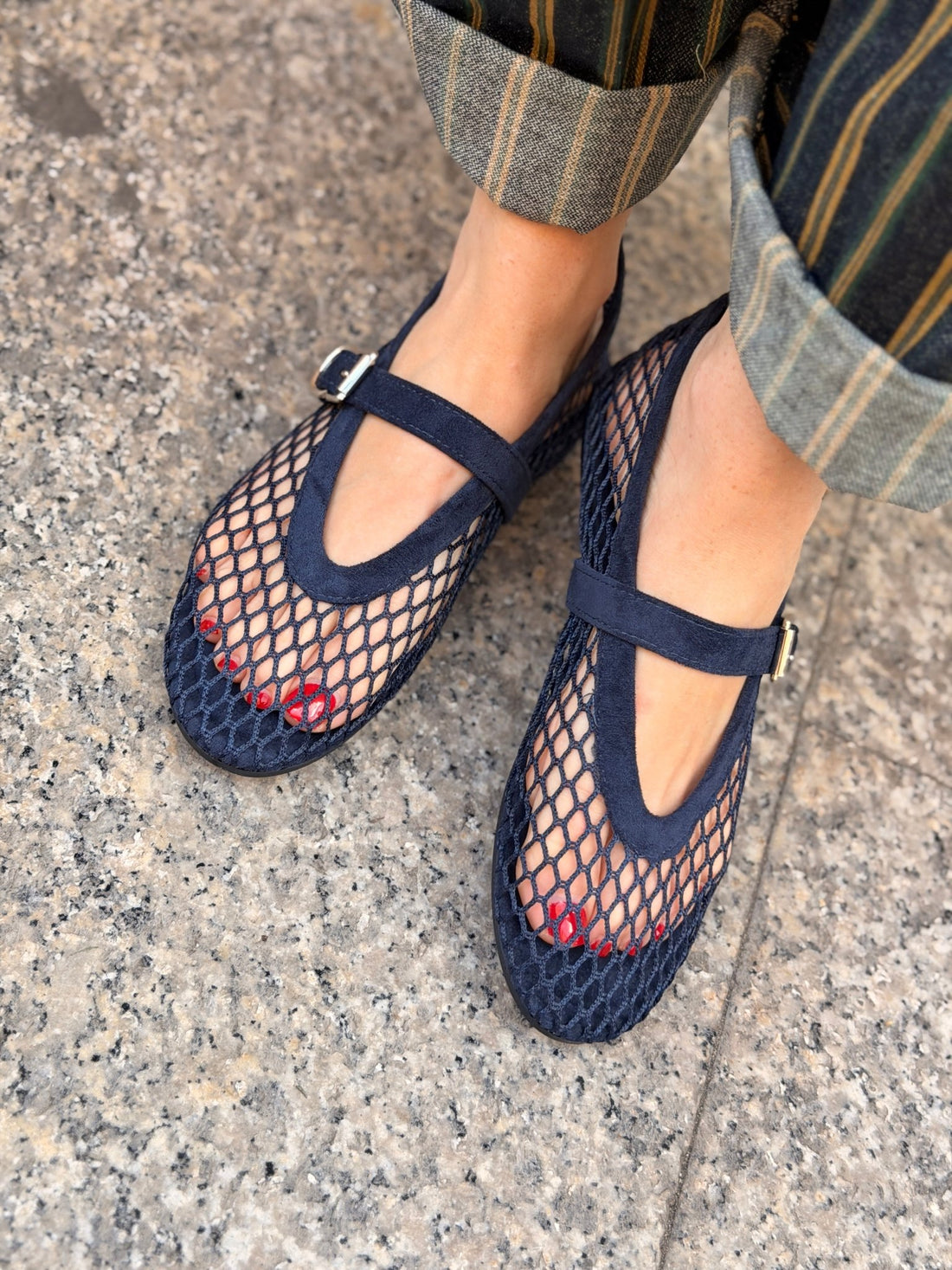 Ballerines résille navy - Léone