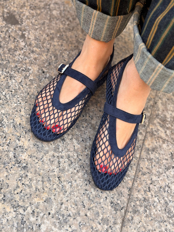Ballerines résille navy - Léone