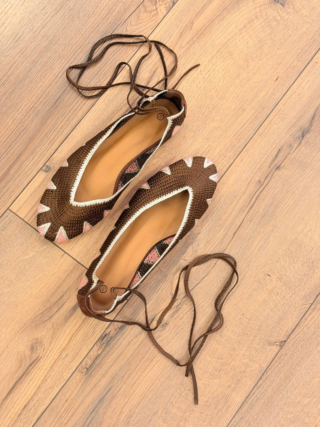 Ballerines tissées marron/rose - Léone