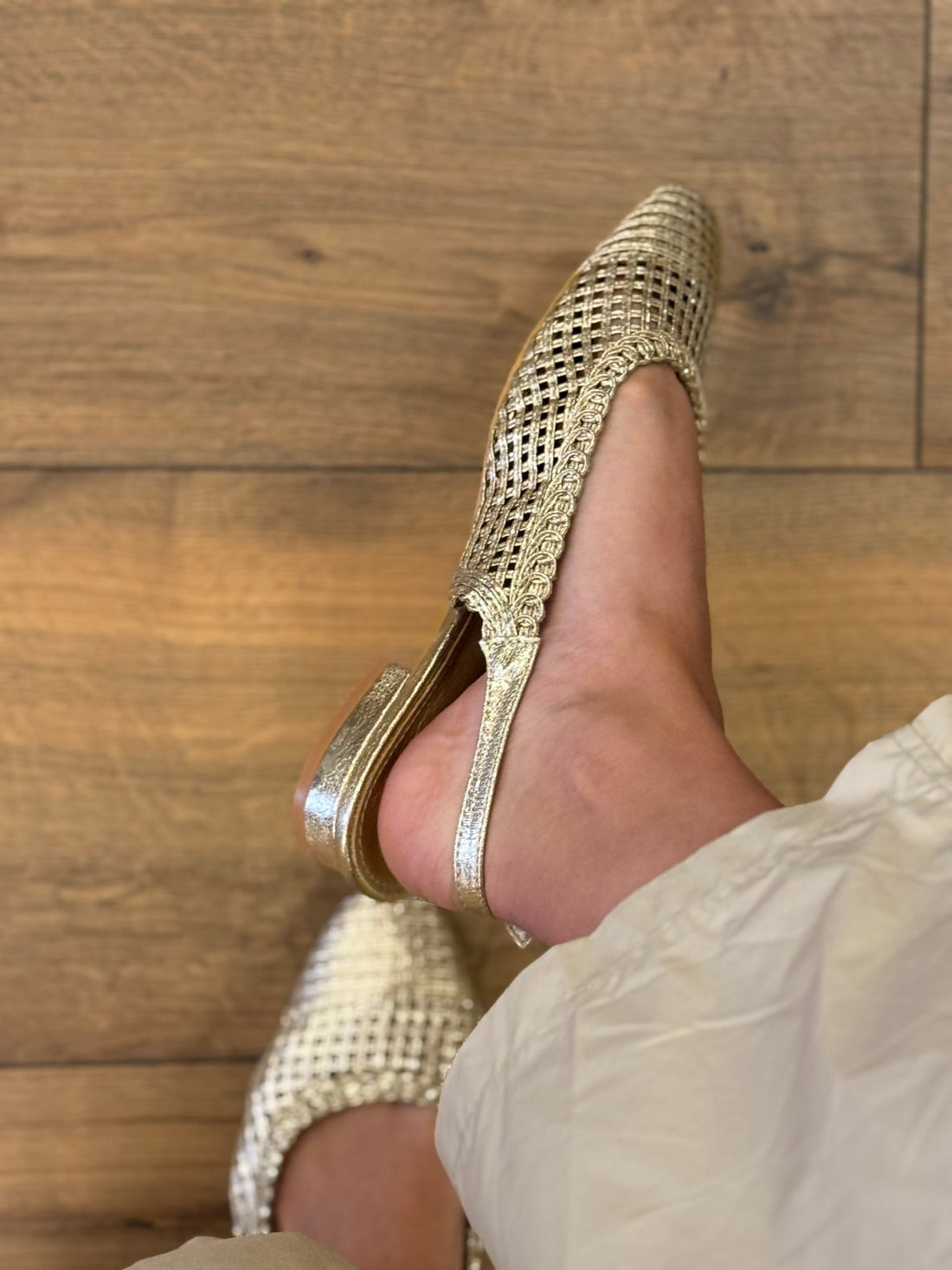 Ballerines tressées dorées - Léone