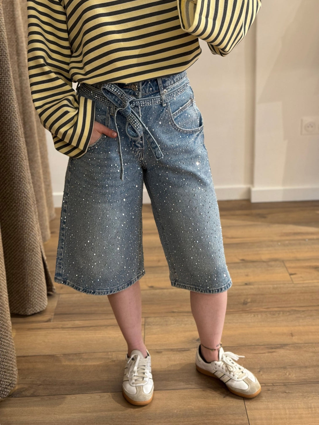 Bermuda bleu a strass Kelly - Léone