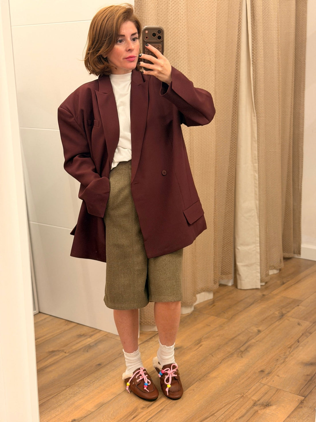 Bermuda en laine taupe - Léone