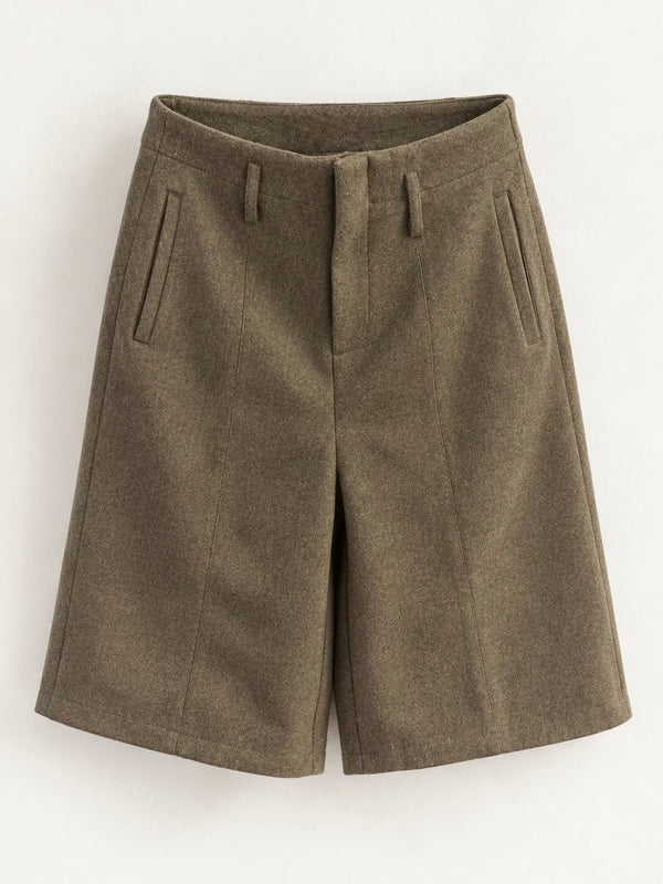 Bermuda en laine taupe - Léone