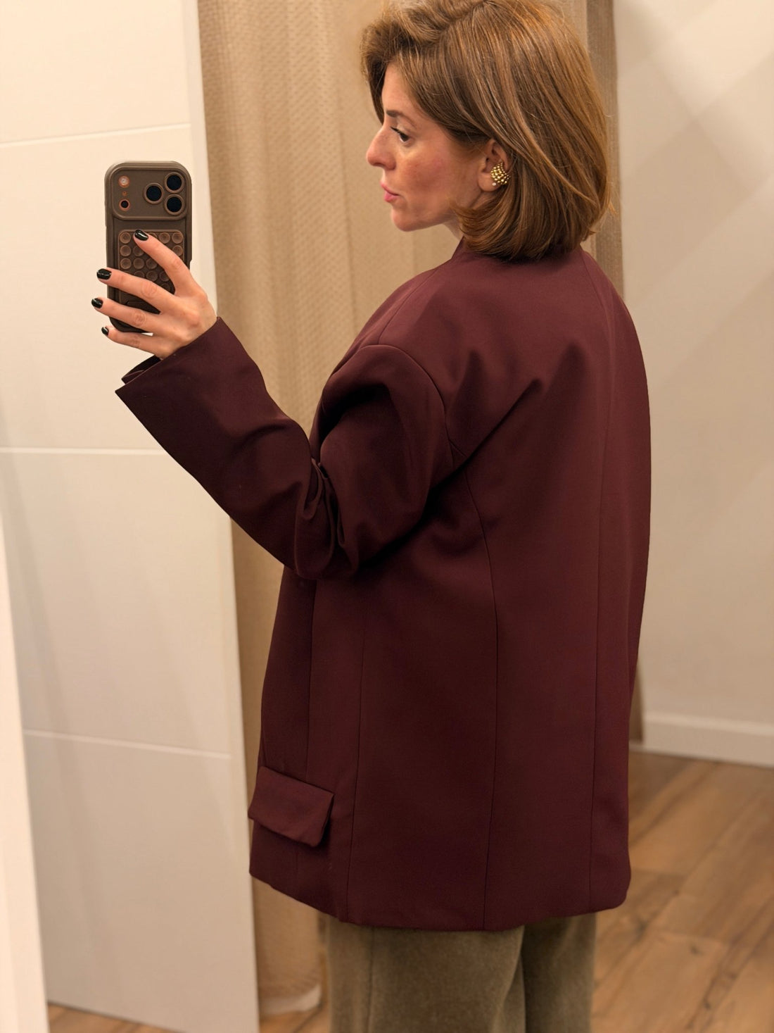Blazer over croisé bordeaux - Léone