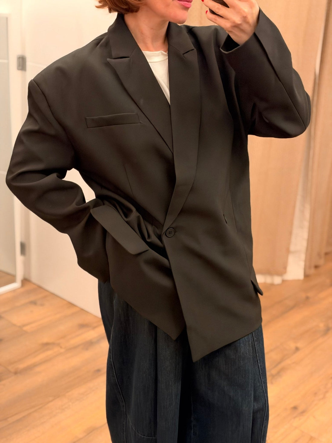 Blazer over croisé noir - Léone