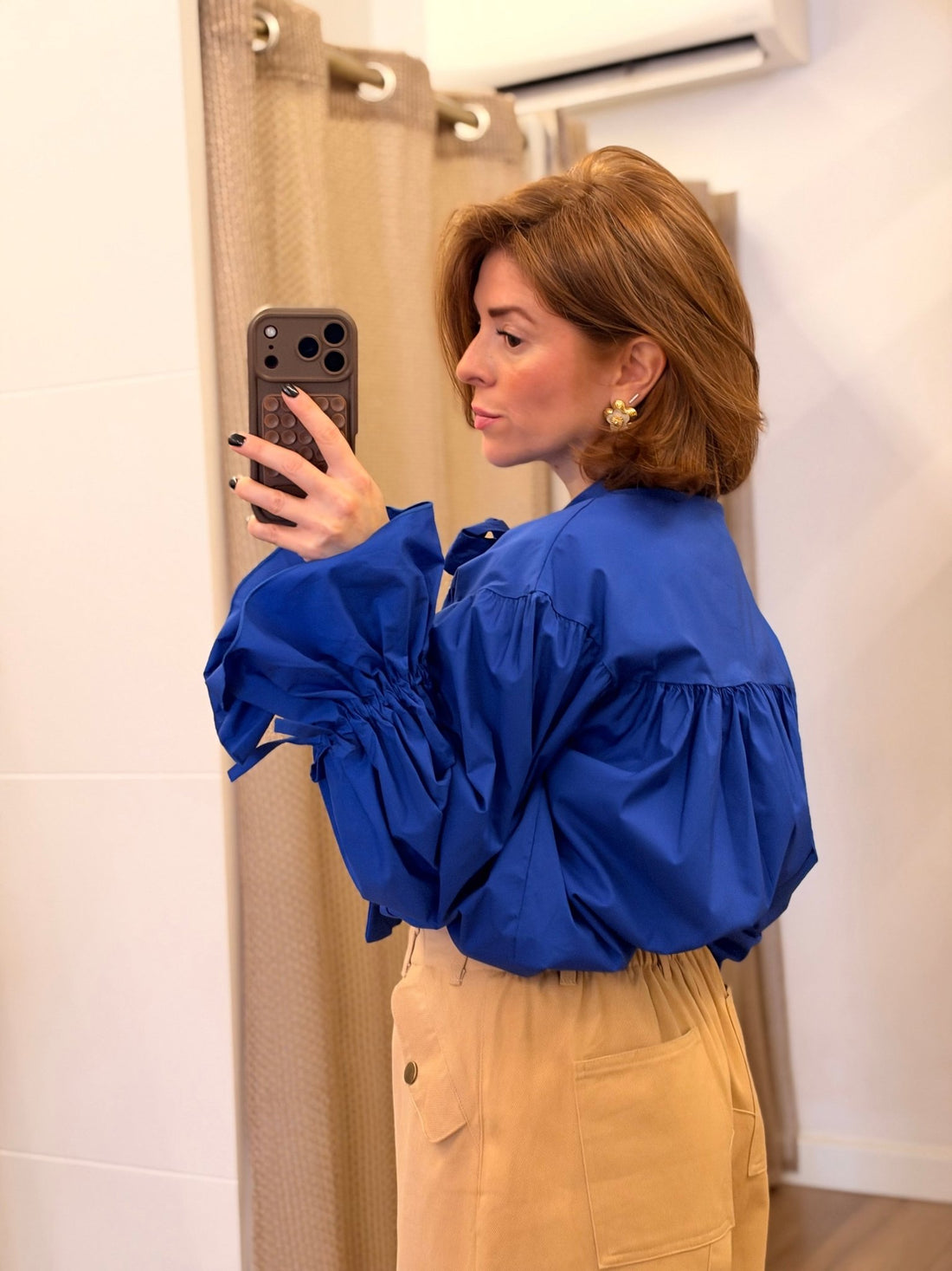 Blouse ample noeud bleu - Léone