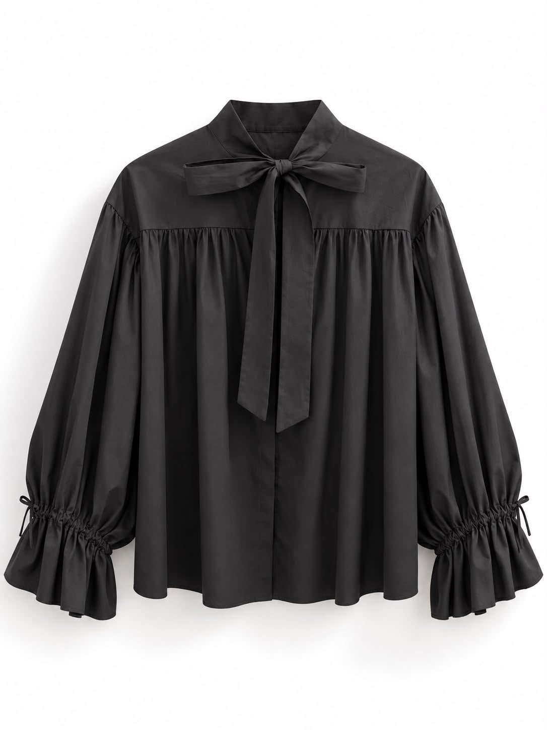 Blouse ample noeud noire - Léone