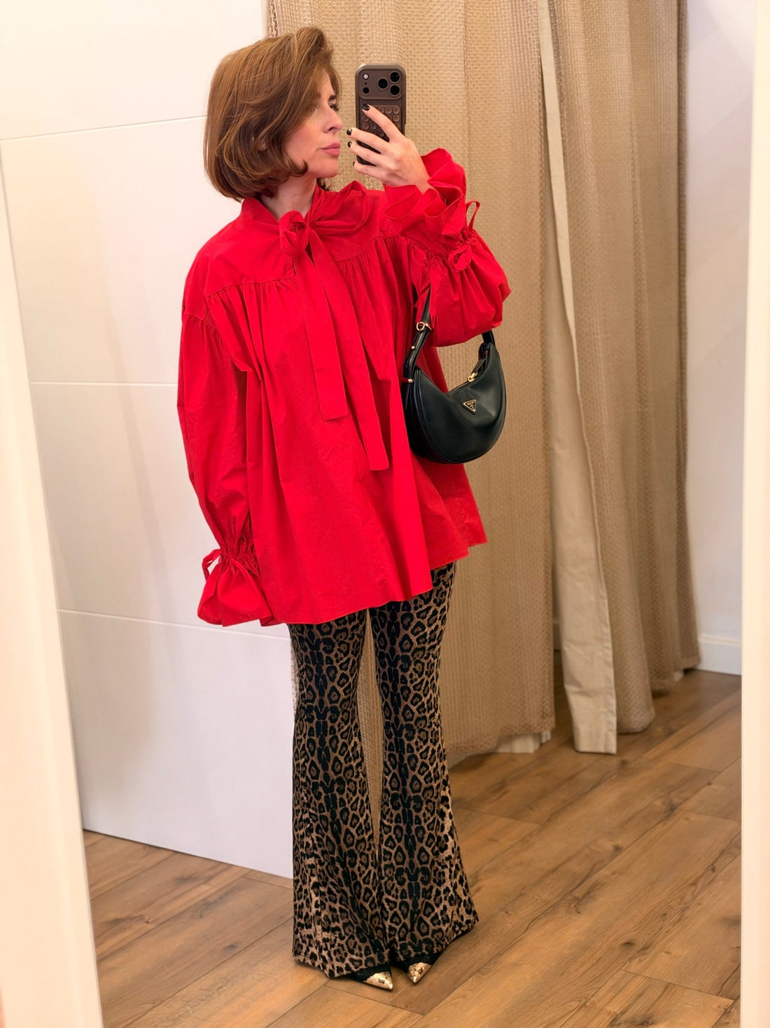 Blouse ample noeud rouge - Léone