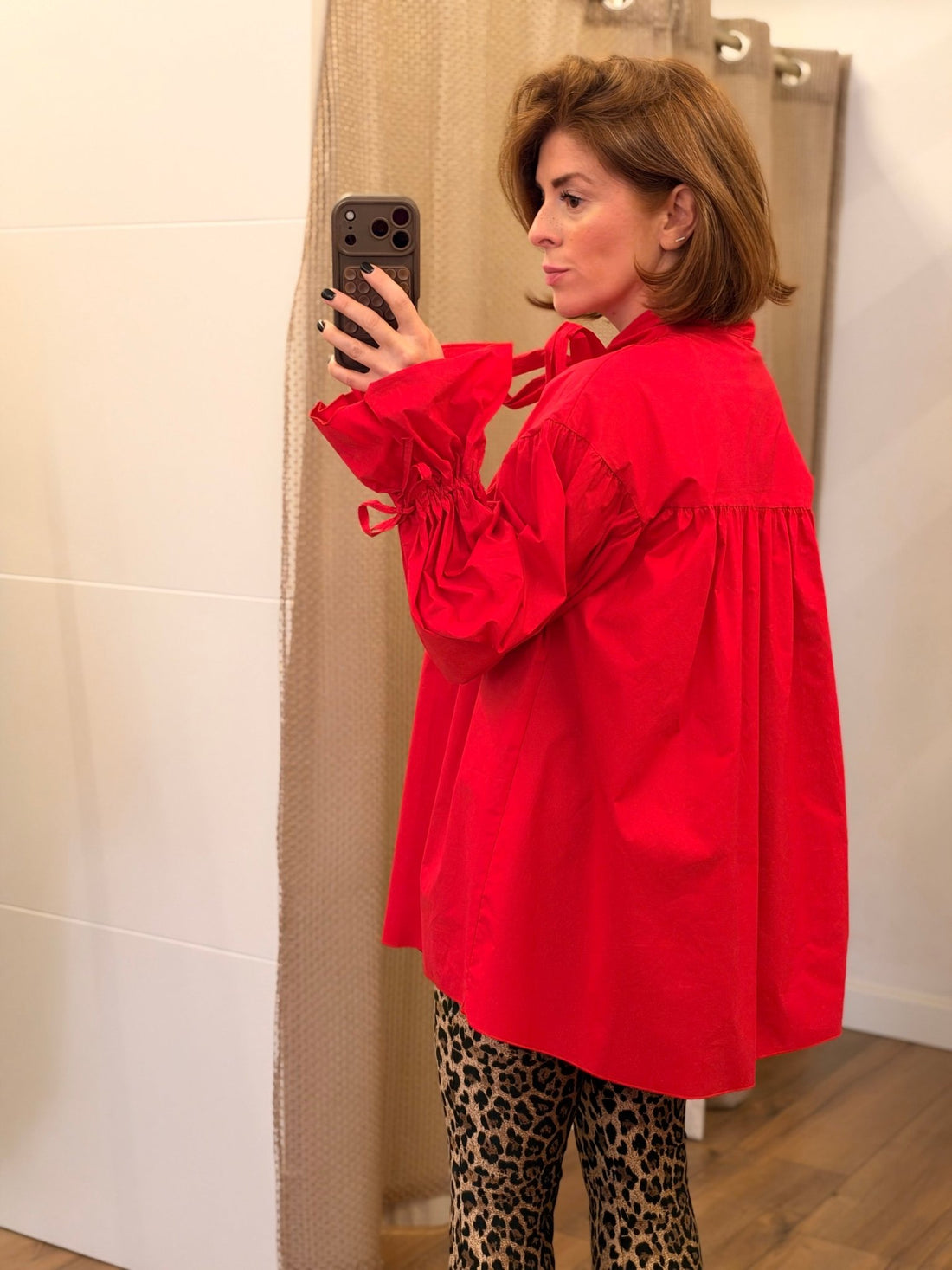 Blouse ample noeud rouge - Léone