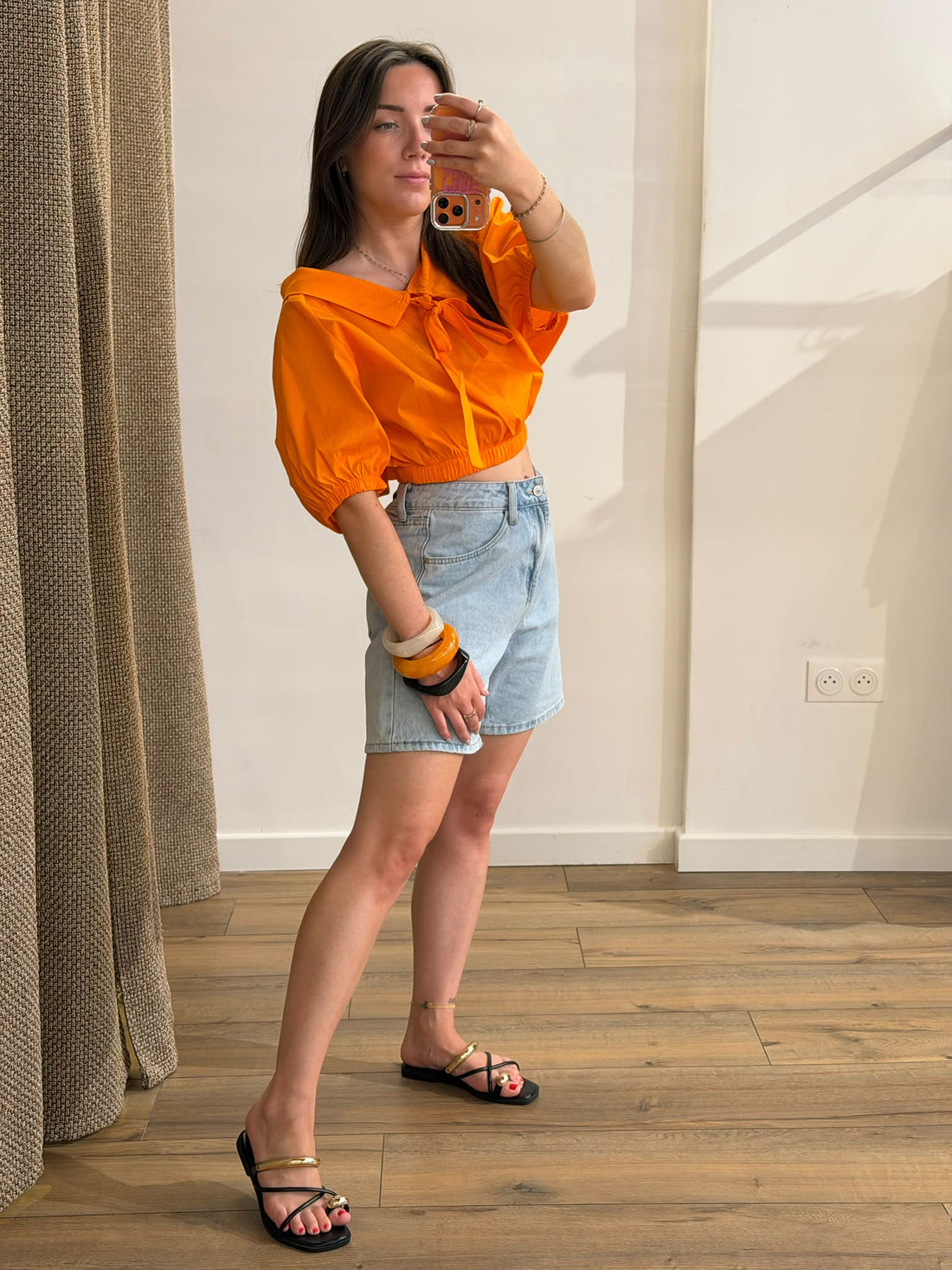 Blouse courte Stevie orange - Léone