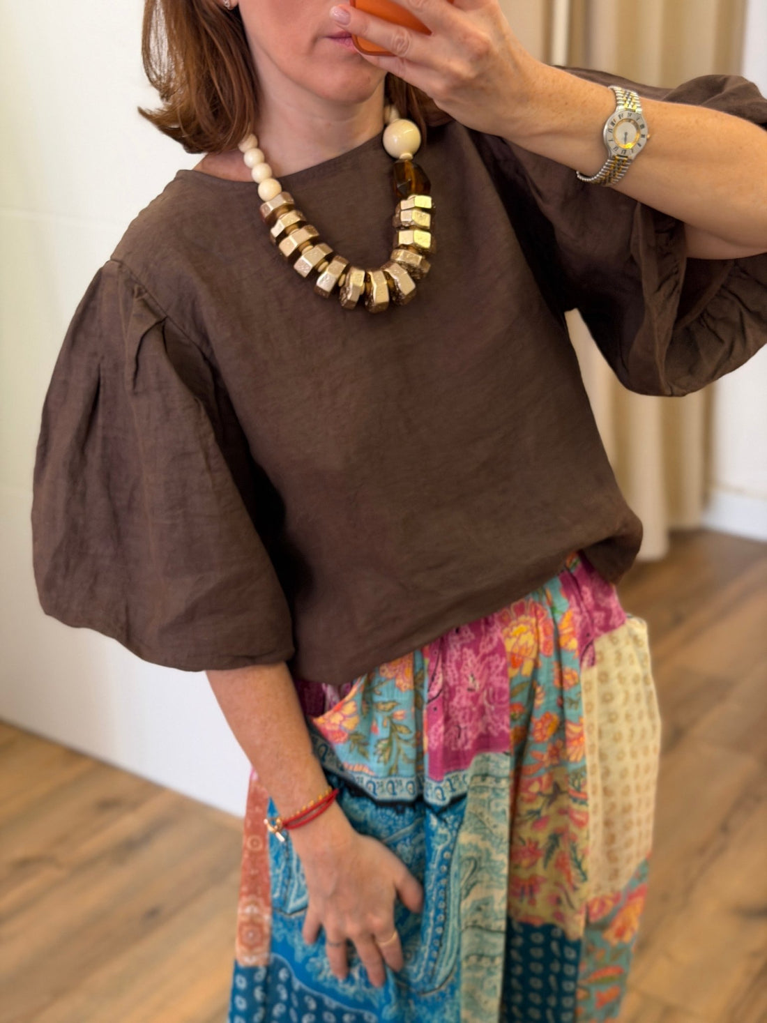 Blouse en lin marron Rilène - Léone