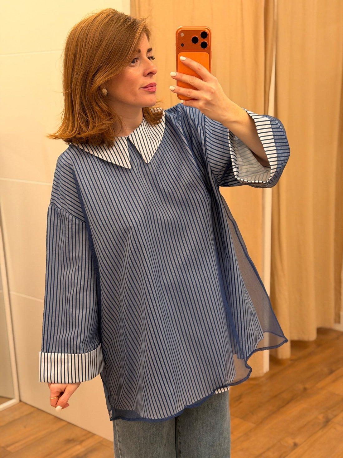 Blouse rayee bleue - Léone