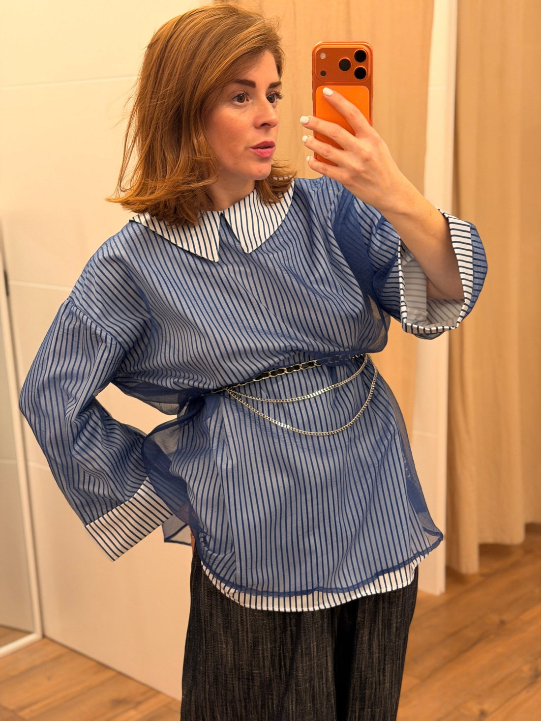 Blouse rayee bleue - Léone