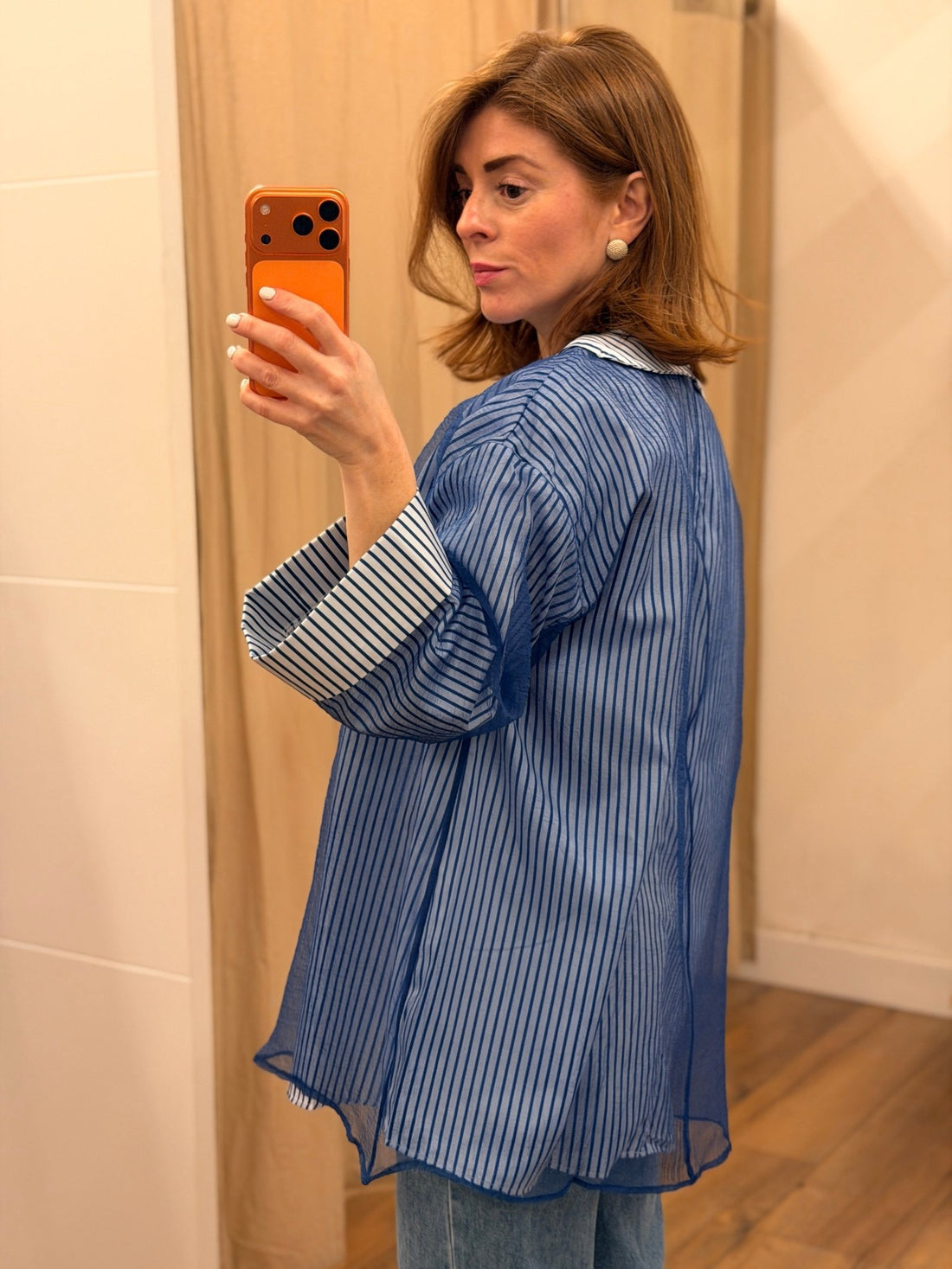 Blouse rayee bleue - Léone