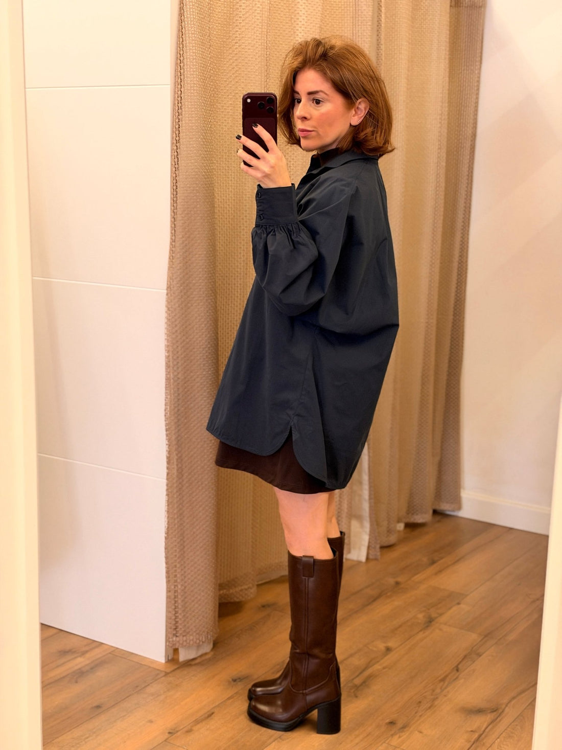 Blouse tunique coton marine - Léone