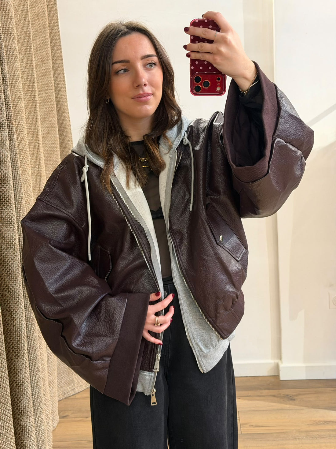 Blouson bordeaux à capuche - Léone