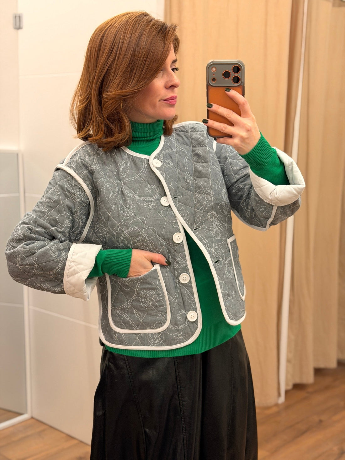 Blouson gris motif cachemire - Léone