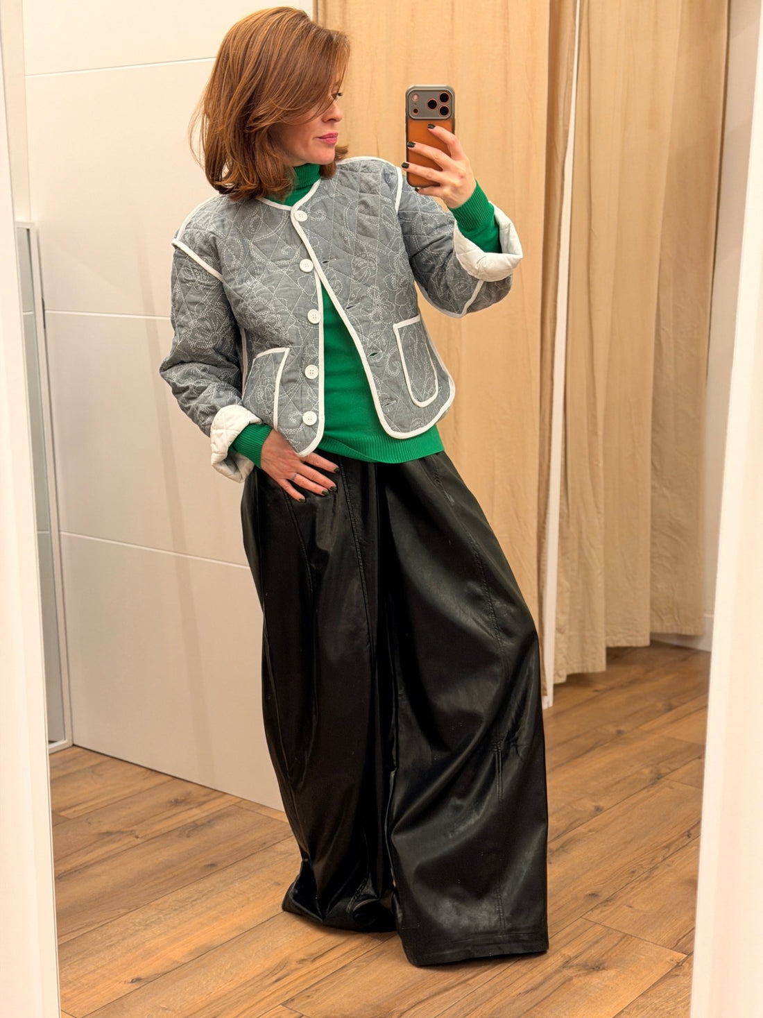 Blouson gris motif cachemire - Léone