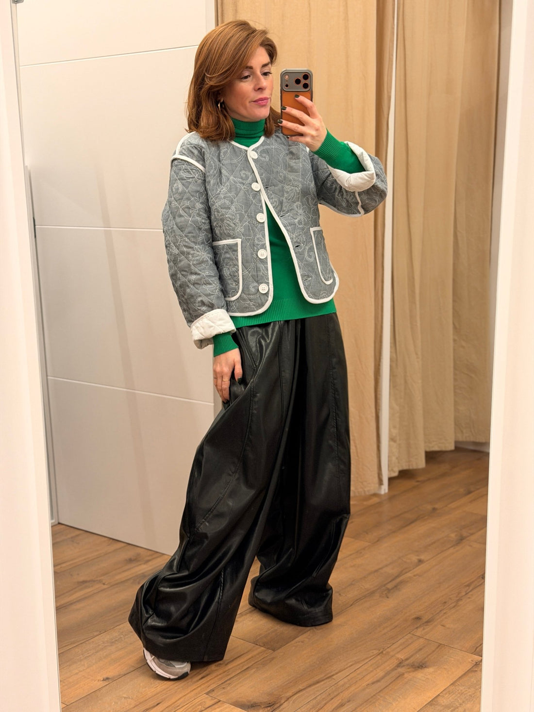 Blouson gris motif cachemire - Léone