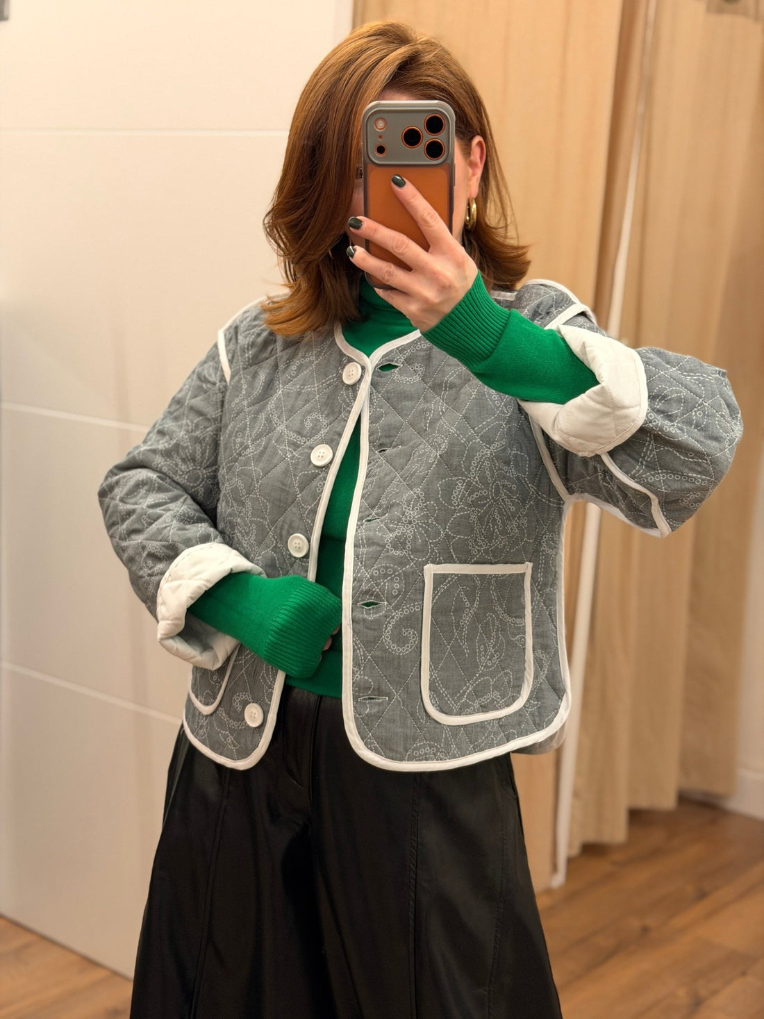 Blouson gris motif cachemire - Léone