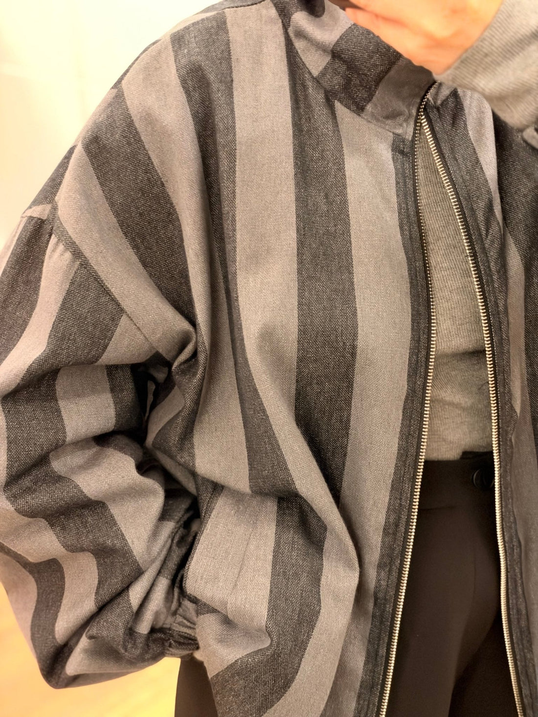 Blouson rayé gris bleu - Léone