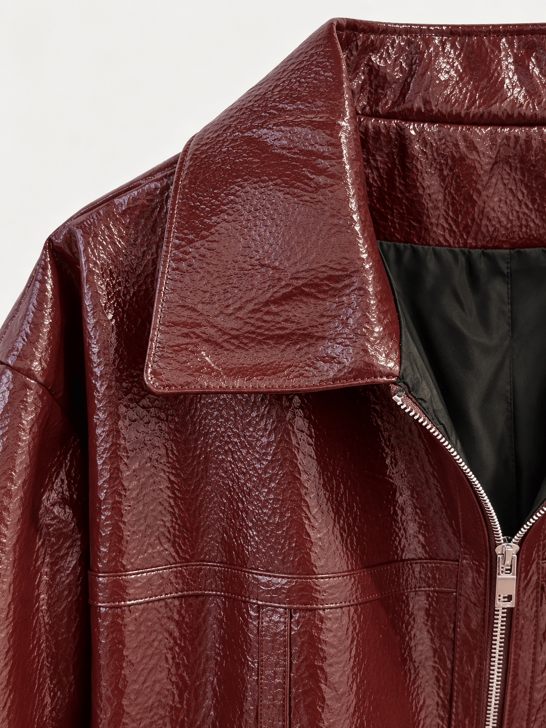 Blouson simili laqué bordeaux - Léone